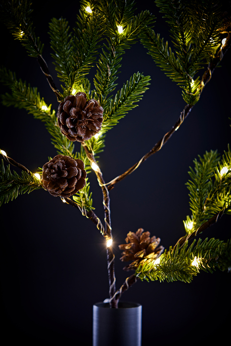 Lysgren med grankongler 32 LED H70 cm